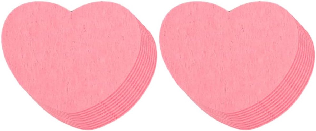 20 stuks gecomprimeerde gezichtssponzen, gezichtsreinigingssponzen, cosmetische spasponzen voor gezichtsreiniging, make-upverwijdering, poriënexfoliërende werking (roze hartvorm)