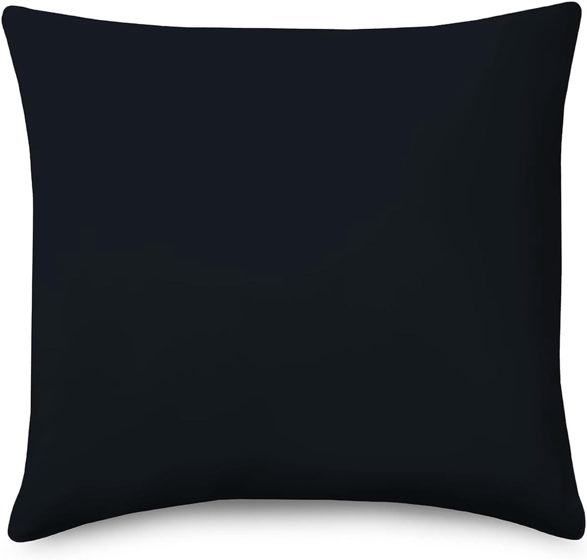 Kussenovertrek 60x60 Zwart, Premium Mako-katoen Hoofdkussenovertrek (Double Jersey), Kussenhoes voor 60 x 60 kussen, Pillow case voor zij-slaapkussen, Oeko-Tex gecertificeerde kussenbekleding