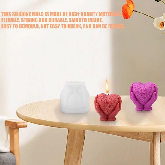 Kaarsvorm, 3D-hartvorm, gietvormen, doe-het-zelf kaarsgietvormen voor sojawas, bijenwas, aromatherapie, chocolade — afbeelding 2