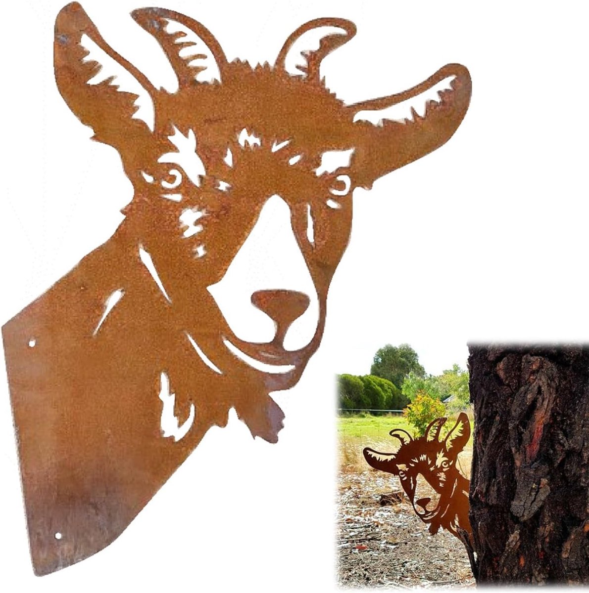1 Stuk Roest Decoratie voor Tuin Tuindecoratie Gemaakt van Roest Metaal Farm Peeping Schaap met Schroef Farm Decor voor tuinen, decoratie van de boerderij, observatiedieren (Schaap)