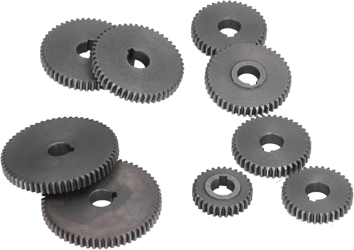 Draaibank Tandwielen, 9-delige Mini Draaibank Tandwielen Metalen Tandwielset Draaibank Snijmachine Tandwielen 2xT60 2xT50 1xT45 2xT40 1xT35 1xT30, Power Metal Draaibanken