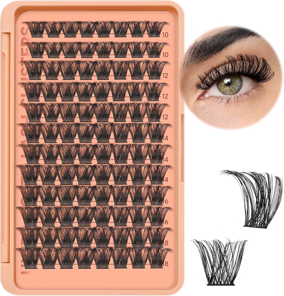 Clace Cluster Wimpers 96 stuks, wimperclusters D Curl Mix8-18mm, Ultra Zachte Wimpers Pluizige, Super Dunne Band Zijdeachtige DIY Wimpers Extension Natuurlijke Look Herbruikbaar Gebruik Thuis