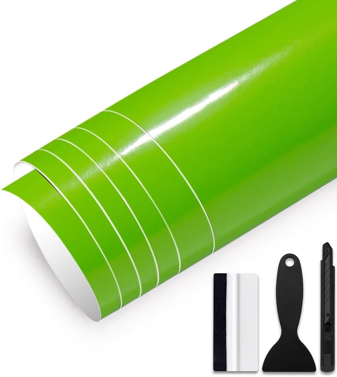 30 cm x 150 cm autofolie glans autofolie zelfklevende car wrapping folie met luchtkanalen bubbelvrije autofolie voor motorfiets, fiets, doe-het-zelf (groen glanzend, 30 cm x 150 cm)
