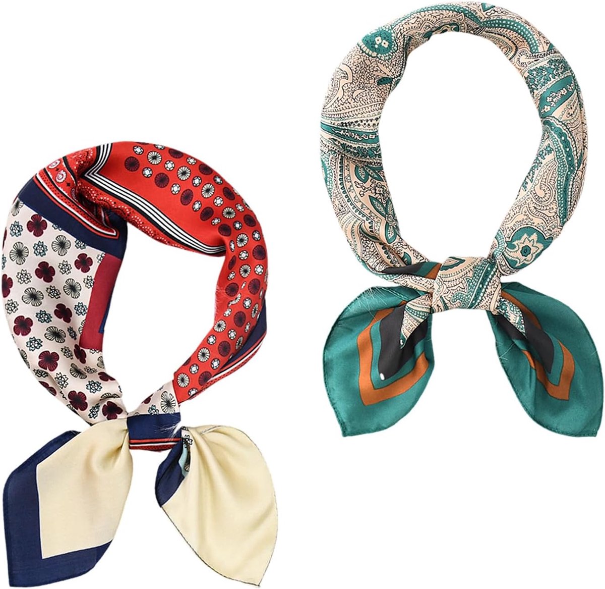 2 stuks vierkante retro sjaal voor heren - satijnen kledingaccessoires als cadeau