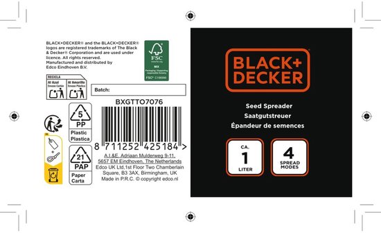 BLACK+DECKER Handstrooier - Universele Strooier voor Graszaad, Tuinzaad en Mest - Handstrooier voor Gazon en Tuin van BLACK+DECKER — afbeelding 2