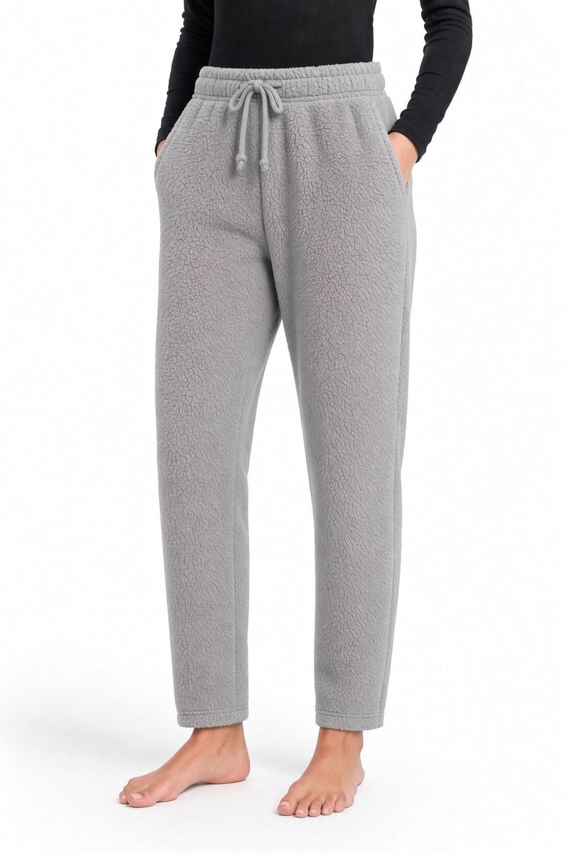 Dames Joggingbroek - Fleece - Teddy - Thermo - Grijs - Maat L/XL