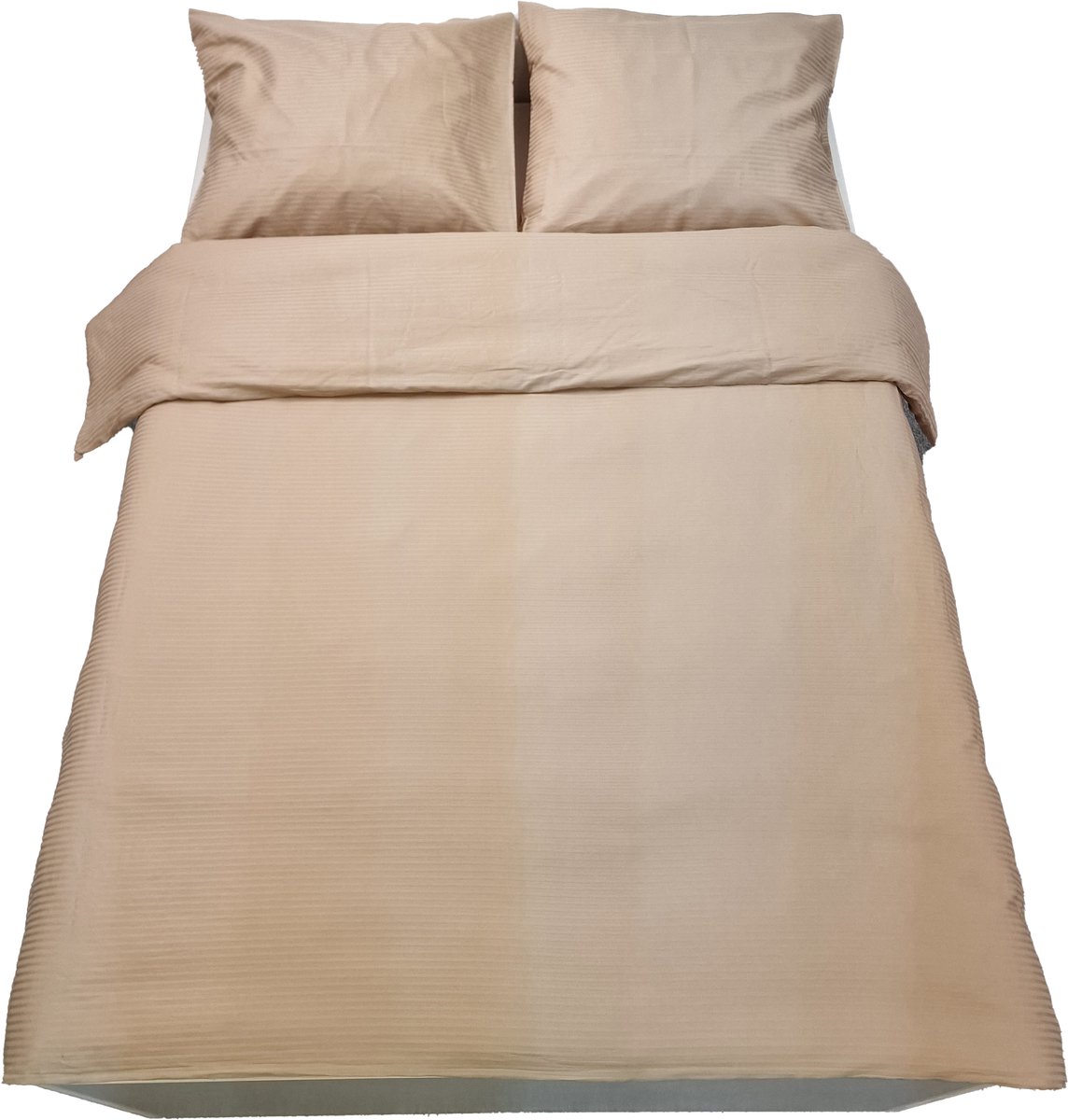 Sofiben, dekbedovertrek met een doorlopende rits over 3 zijden, hotellinnen Camel, afm 260 x 220 cm, 300TC katoensatijn met 2 kussenslopen