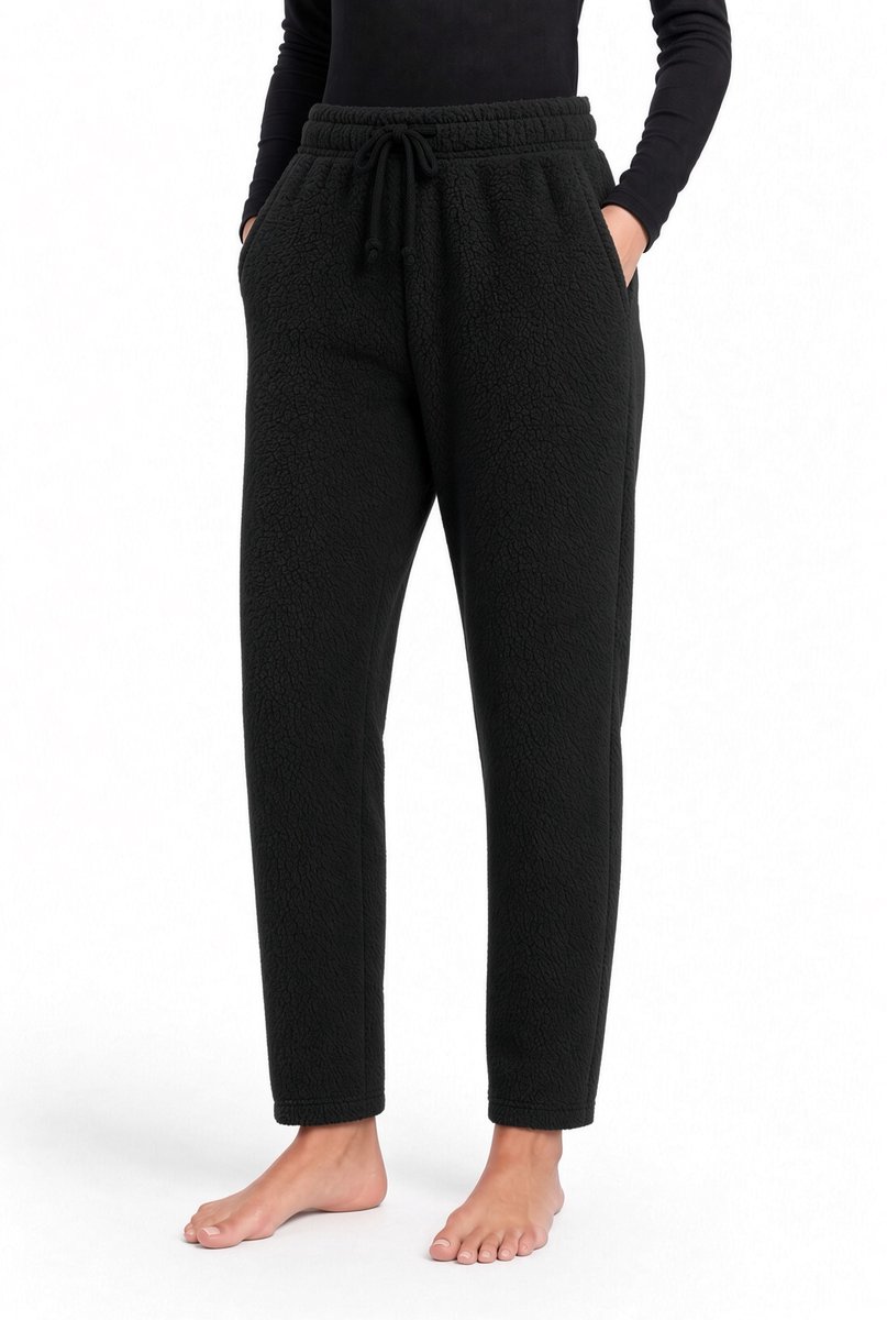 Dames Joggingbroek - Fleece - Teddy - Thermo - Zwart - Maat S/M