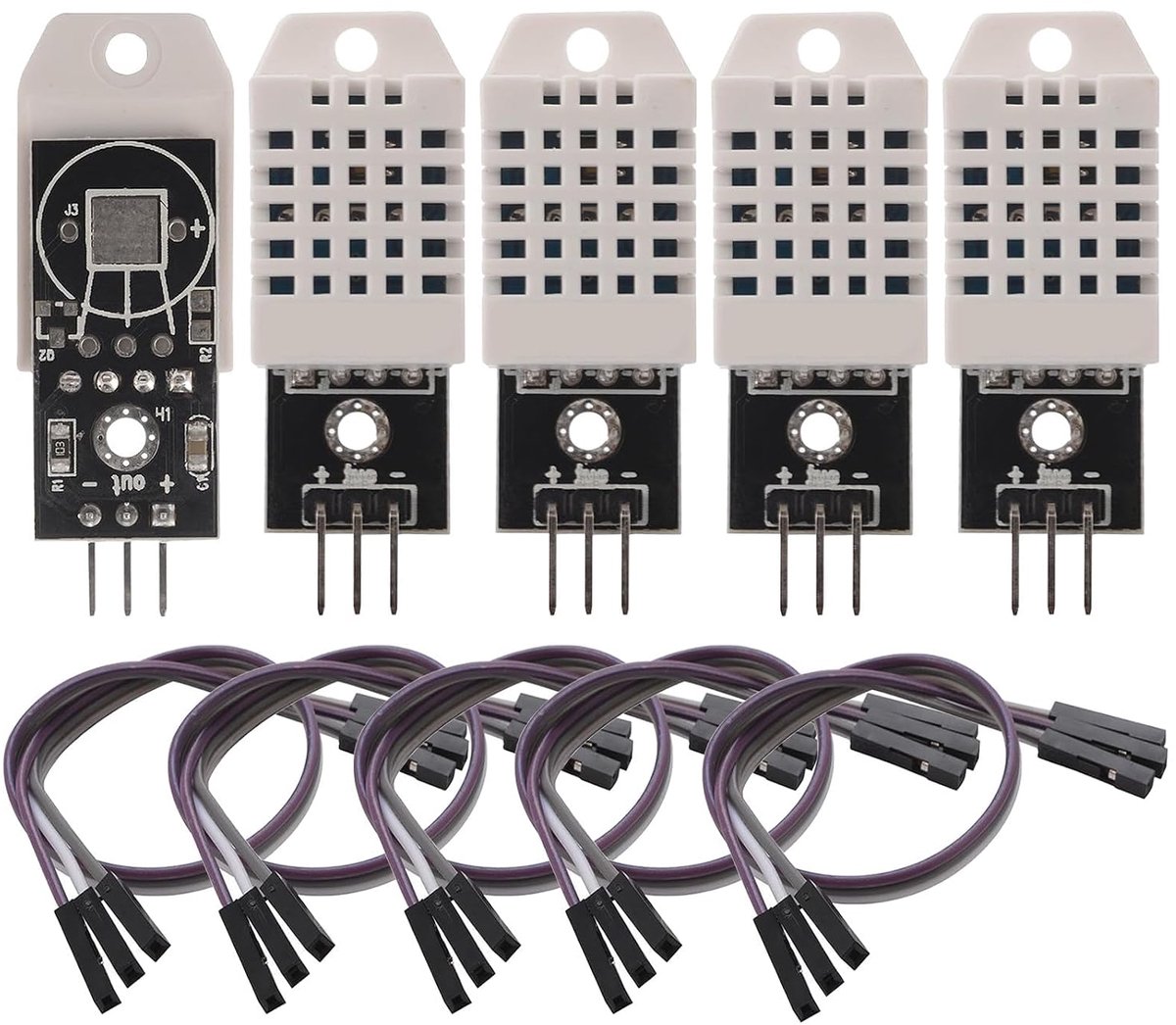 5 stuks DHT-temperatuursensor, DHT / 2302 temperatuursensor 22 module, 3,3-5,5 V DHT-temperatuursensor - ShopVlot