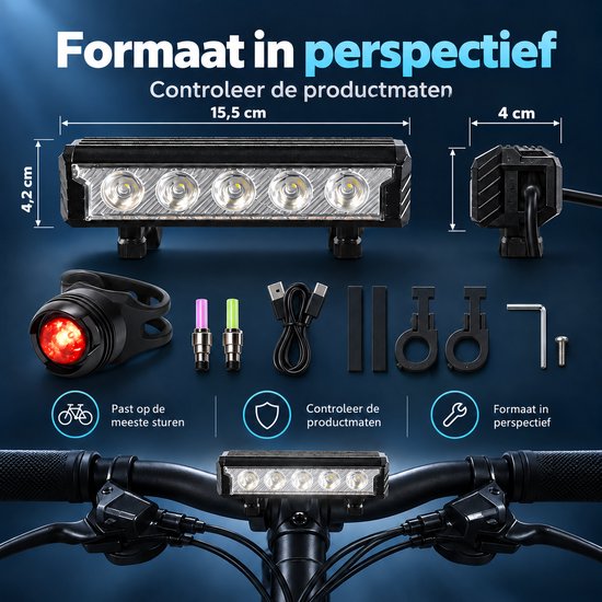 2800 Lumen E-bike Koplamp fiets - Fietslicht - Fiets lamp - Bike light - 5 LED - 5 Standen - 6600mAh - IPX5 Waterdicht - waterdichte voor- en achterlamp, geschikt voor alle fietsen, inclusief mountainbikes en racefietsen — afbeelding 2