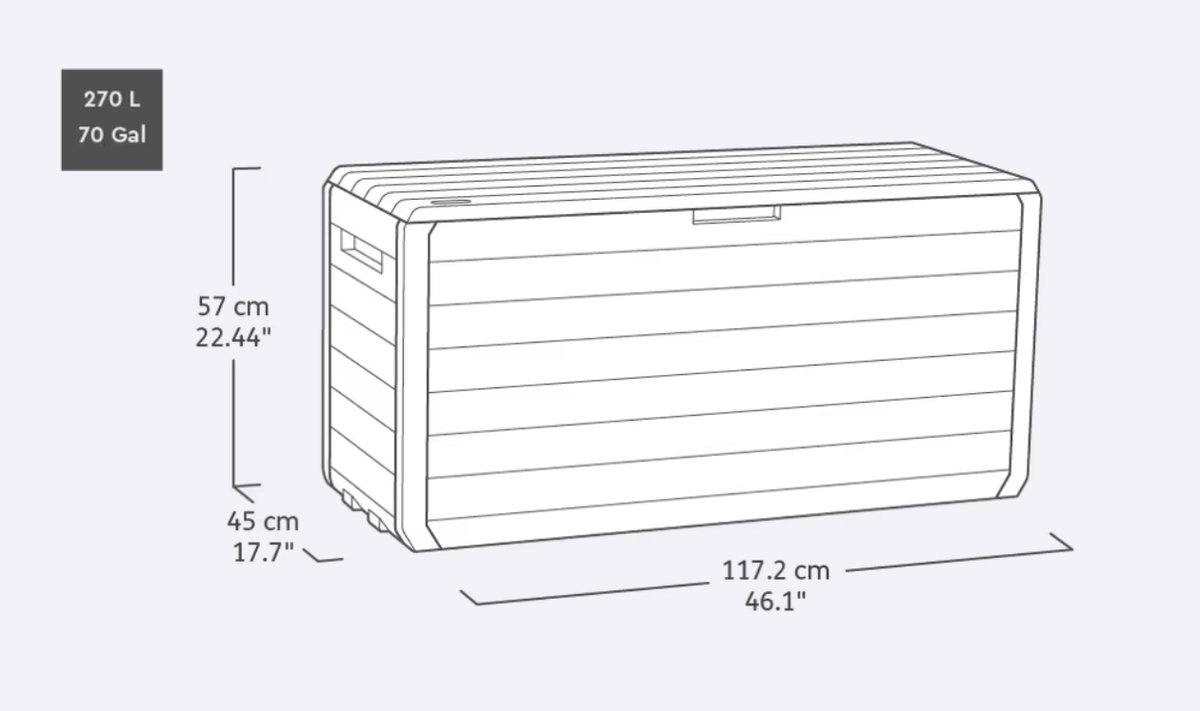 Keter Atlas Opbergbox 270L - 117,2x45x57 cm - Antraciet