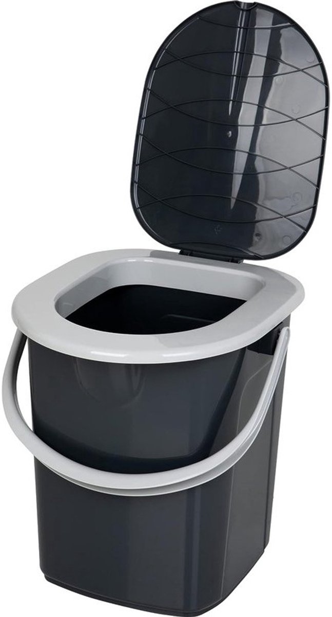 Ecologisch Mobiel Campingtoilet 22 liter met Max. Draagkracht tot 120 kg - 100% Gerecycled Kunststof PP, Eco-Antraciet, Eenheidsmaat
