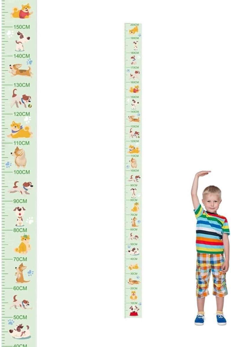 Meetlint voor kinderen, zelfklevend, hoogtemeter met diermotieven voor muur, afneembare decoratie voor kinderkamer (20 x 200 cm)