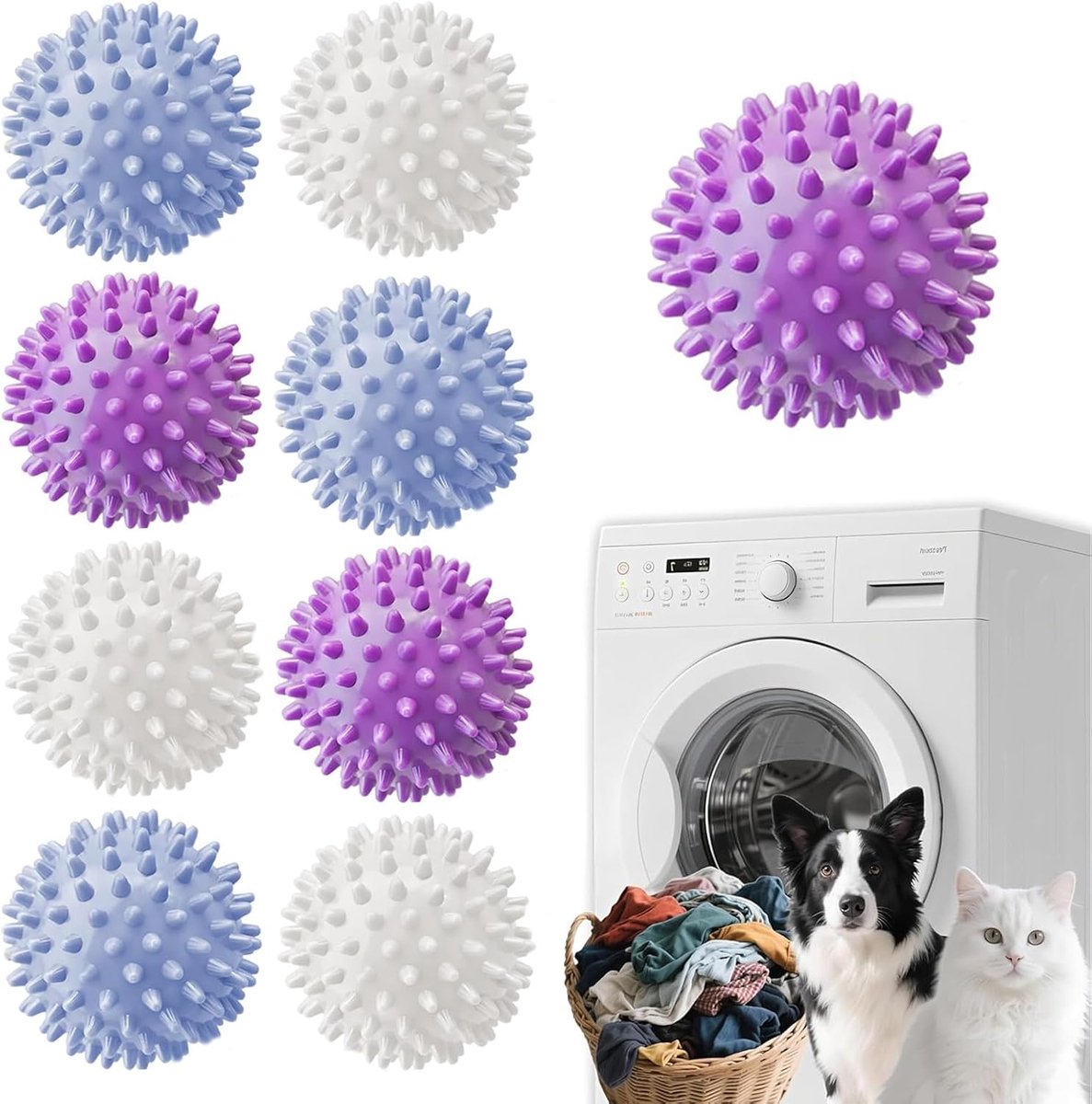 9 stuks wasmachine-ballen, herbruikbare wasballen, verbetert het wassen, anti-spoelen, anti-rimpelbal, drogerbal voor droger en wasmachines