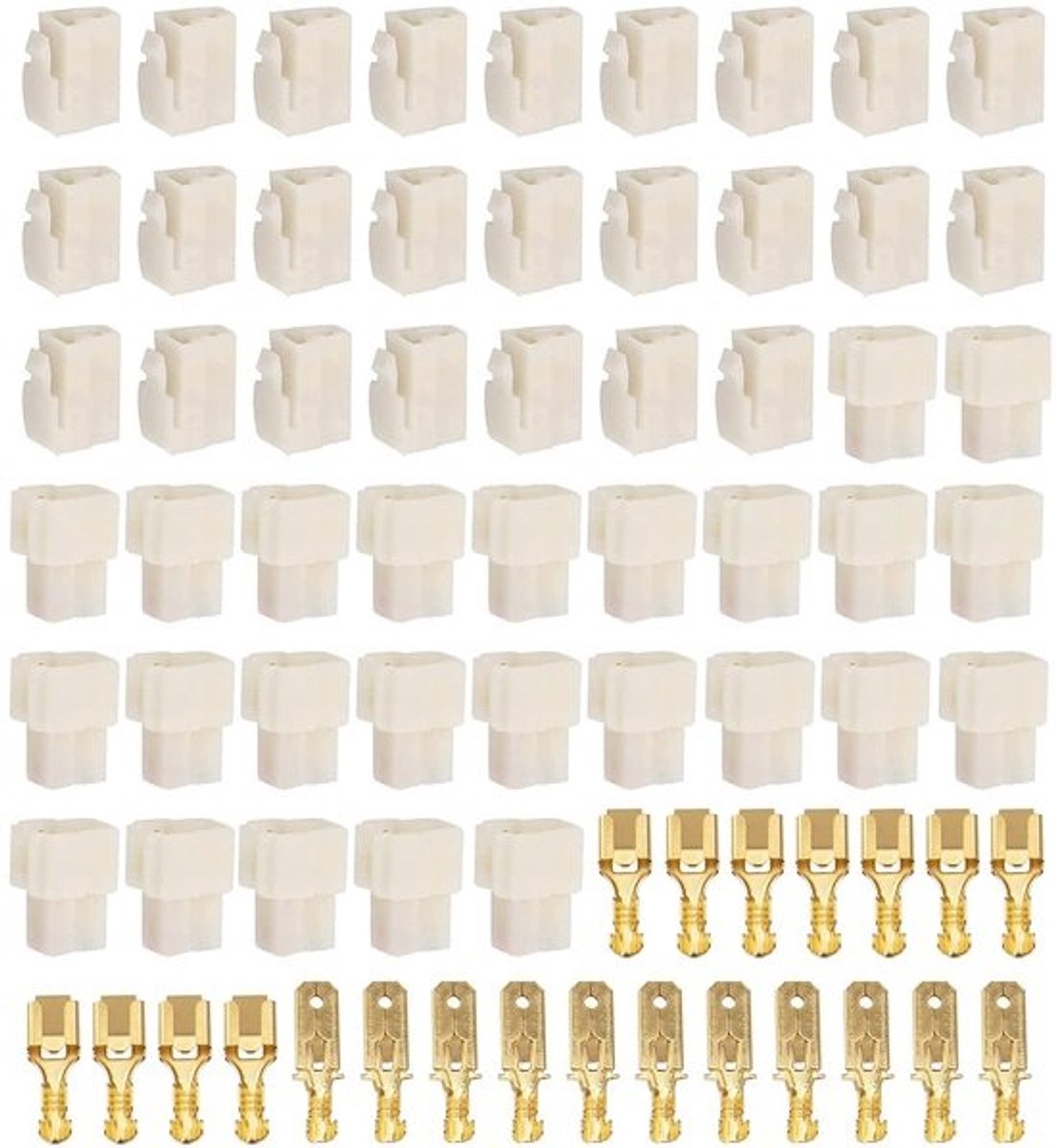 Golden Crown - Kabelstekkers - 150 stuks - 2-polig - Eenvoudig te verbinden - 6,3 mm - Mannelijk en vrouwelijk - Geschikt voor auto en motorfiets - H343