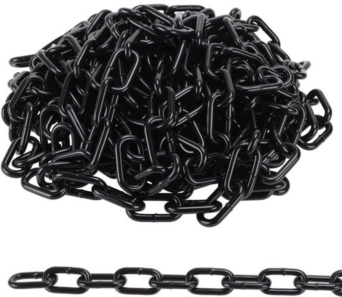 Zware Zwarte Metalen Ketting - 10 meter, 6 mm voor hekpoorten en garagedeuren