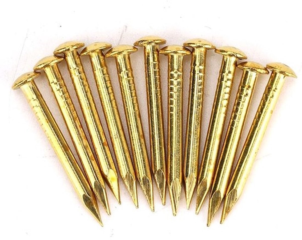 Gouden messing spijkers - 100 stuks - ronde kop voor meubelaccessoires en scharnierbeslag, verkrijgbaar in 10 mm, 15 mm, 18 mm en 22 mm lengtes
