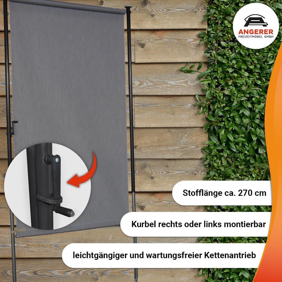 Balkon ondoorzichtig nr. 1300 oranje, 120 cm breed, 2318/1300