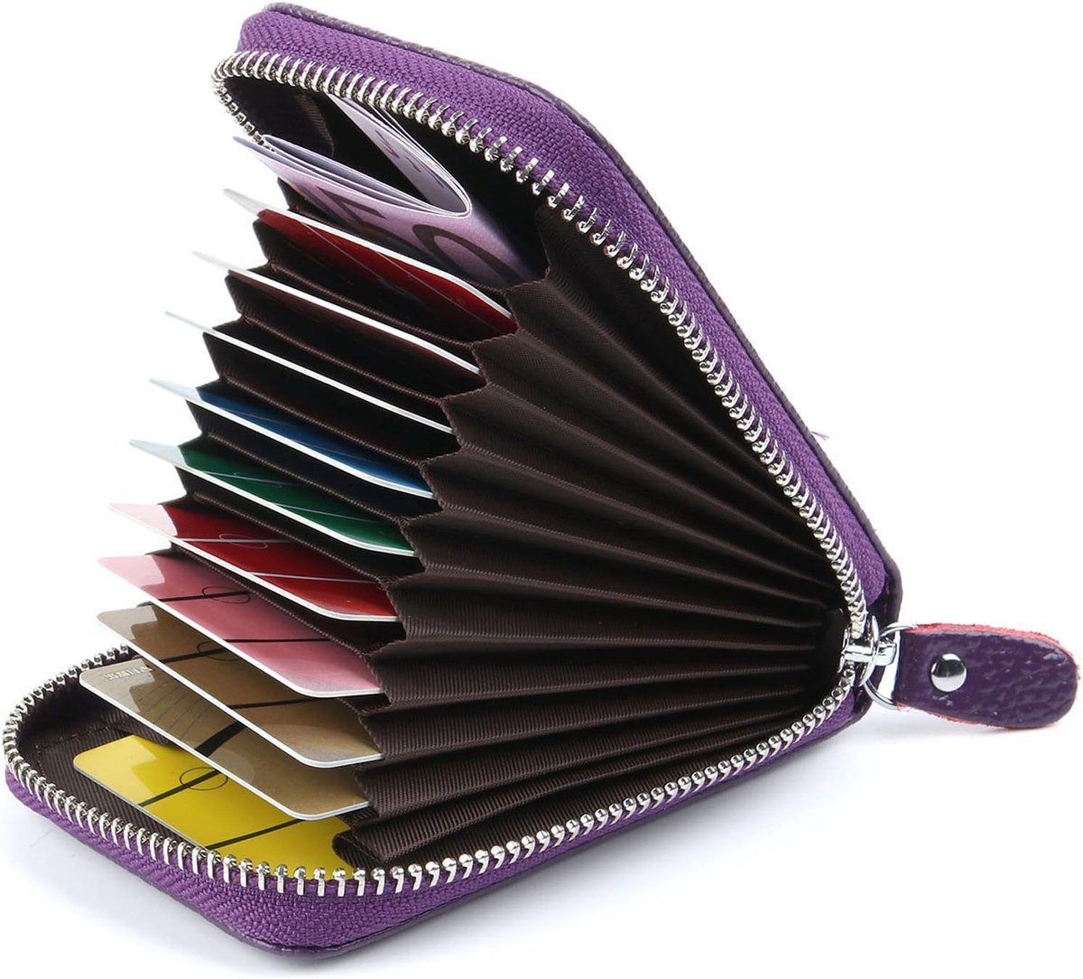 Creditcardhouder, leer, ritssluiting