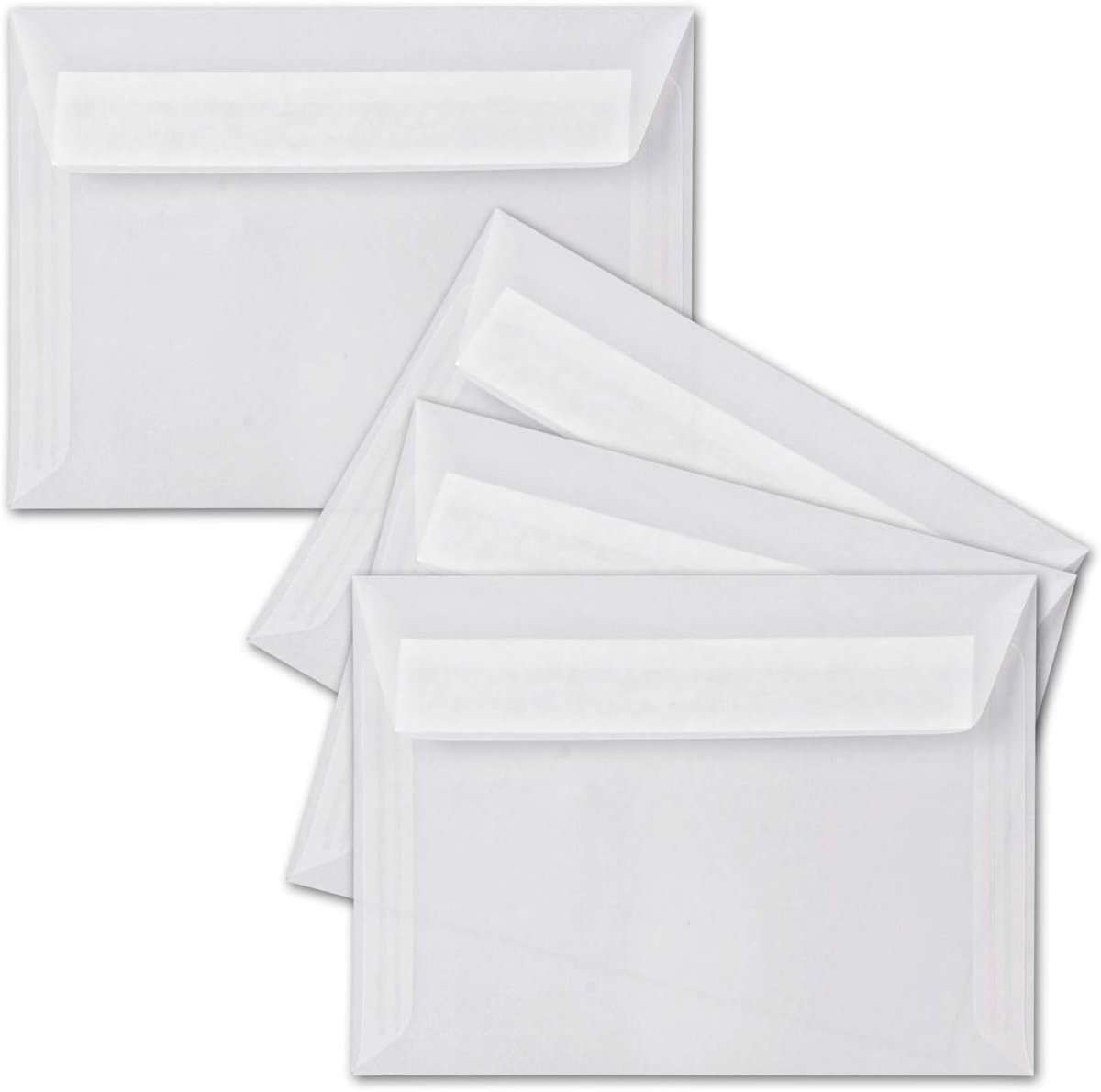 100 x enveloppen, transparant wit, DIN C6, 11,4 x 16,2 cm, rechte klep met kleeffolie, 92 g/m², doorzichtige enveloppen, merk: Gustav NEUSER