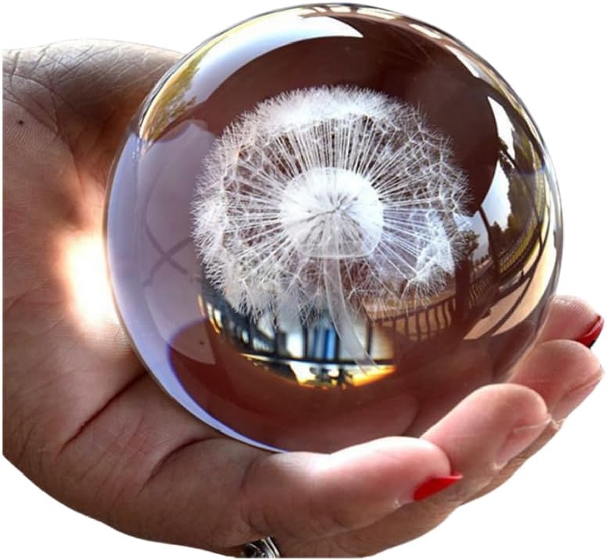 Paardenbloem bal figuur Feng Shui kantoor decoratieve storm glazen ballen ornamenten paardenbloem standbeeld handwerk (60 mm)