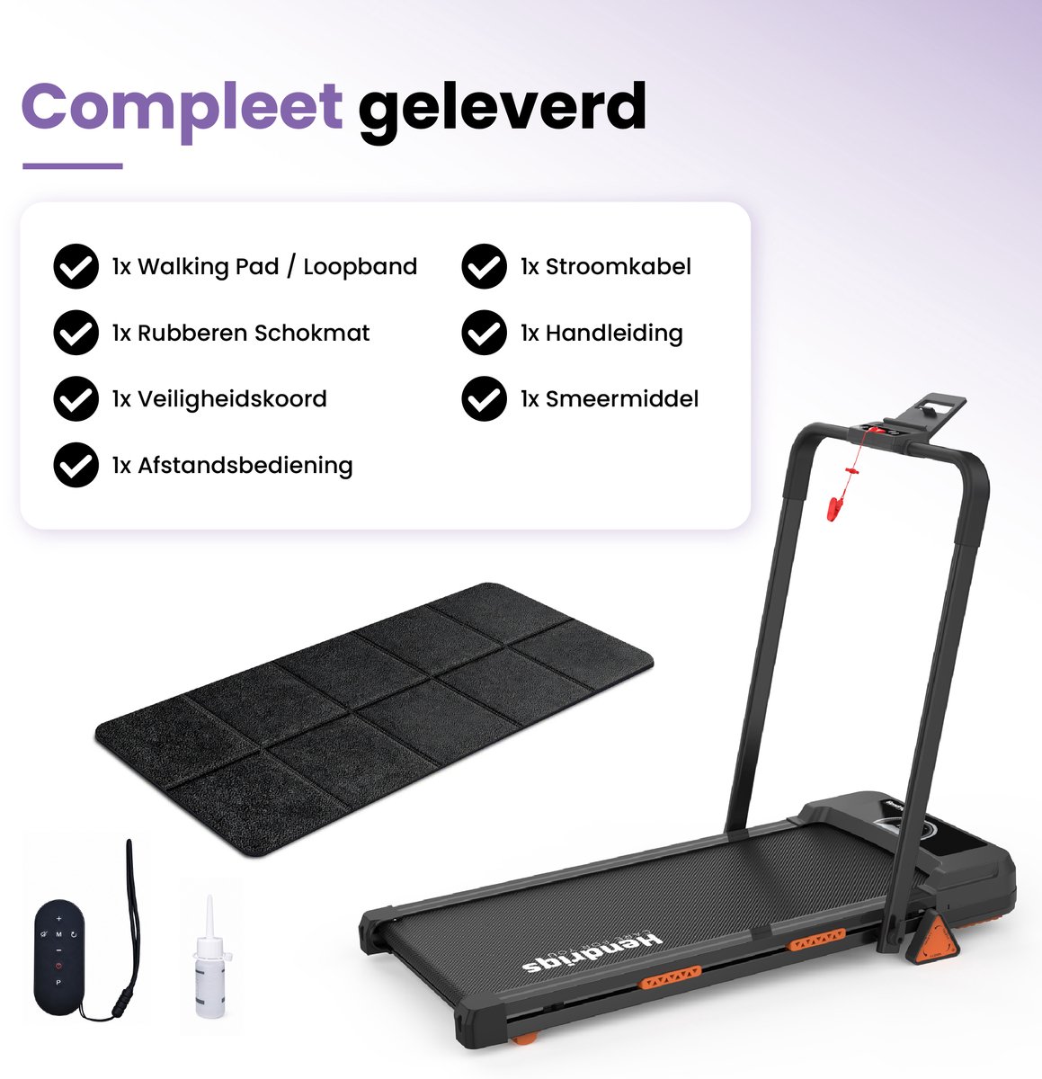 Stryde X1 Loopband Inklapbaar met Helling 10% – 12 snelheden – Walking Pad 1-8 km/u – Wandelband voor Thuis – Loopband met hellingfunctie – Treadmill – Incl. Schokmat – Hendriqs®
