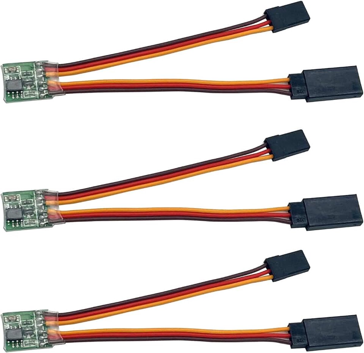 3 stuks universele RC-servo-signaalreverser, rotatie, omvormer, 5.0-6.0 V, besturing, transmissie, reverser voor JR Futaba, vliegtuig, vliegtuig, auto, boot en alle servo's