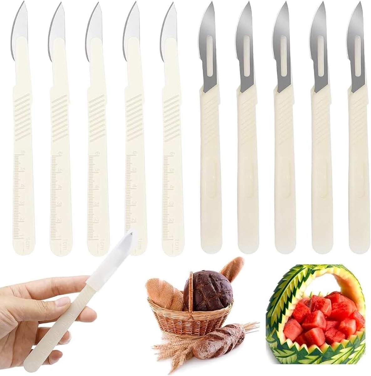 10 stuks bakkersmessen, baguettemessen, deegmessen, bakkersmessen, brood, bakkersmessen, deeg, scheermessen, gereedschap met 5 messen voor doe-het-zelf brood bakken, snijden van stokbrood, deegmes