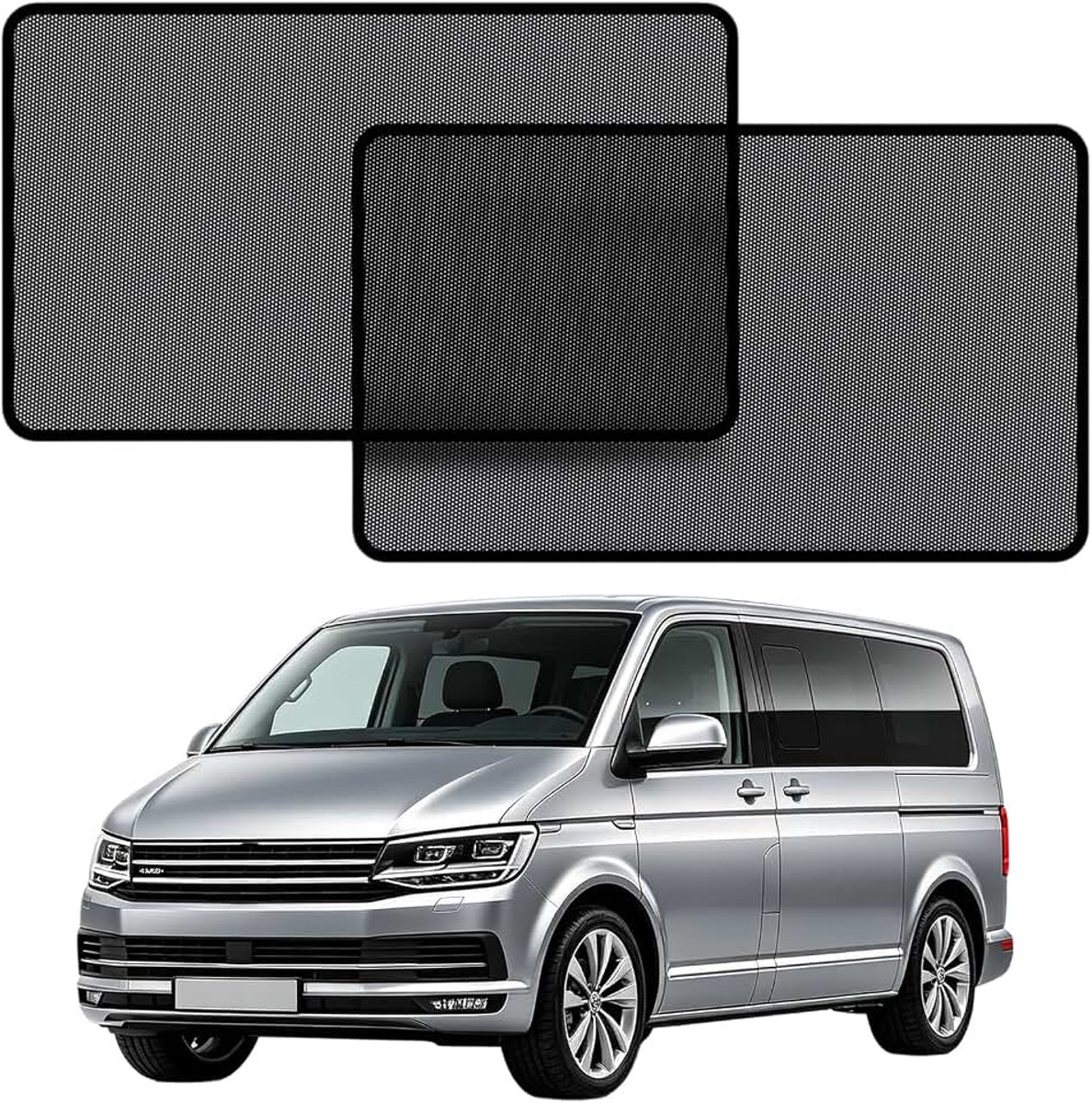 Zonwering voor de auto, magnetisch, precies passend voor VW T6 zijruiten, opvouwbaar, beschermt tegen zonlicht en uv-stralen, verduisterend raam zijruit