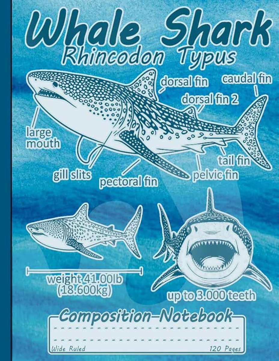 Shark Anatomy Journal: Rhincodon Typus Science Infographic Lined Notebook for Oceanography Students, Scuba Divers, Kids, Boys & Girls