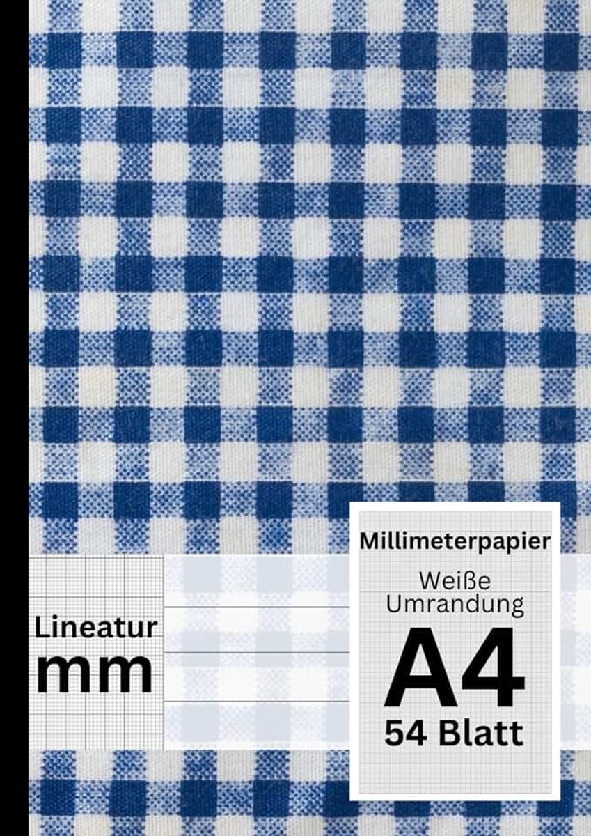Millimeterpapier A4 - Premium Schulheft mit 108 Seiten/ 54 Blatt Millimeter Papier: Geeignet für Mathematik, Physik, Architektur als Zeichenheft / Skizzenheft - Karo Design Blau