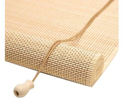 Bamboe gordijn geweven gordijn lamp filtratie zonnebrandcrème privacy board ring kant stam venster roller naar de woonkamer deur opening, 48 stuks (Kleur: A, Maat: 110x220cm)