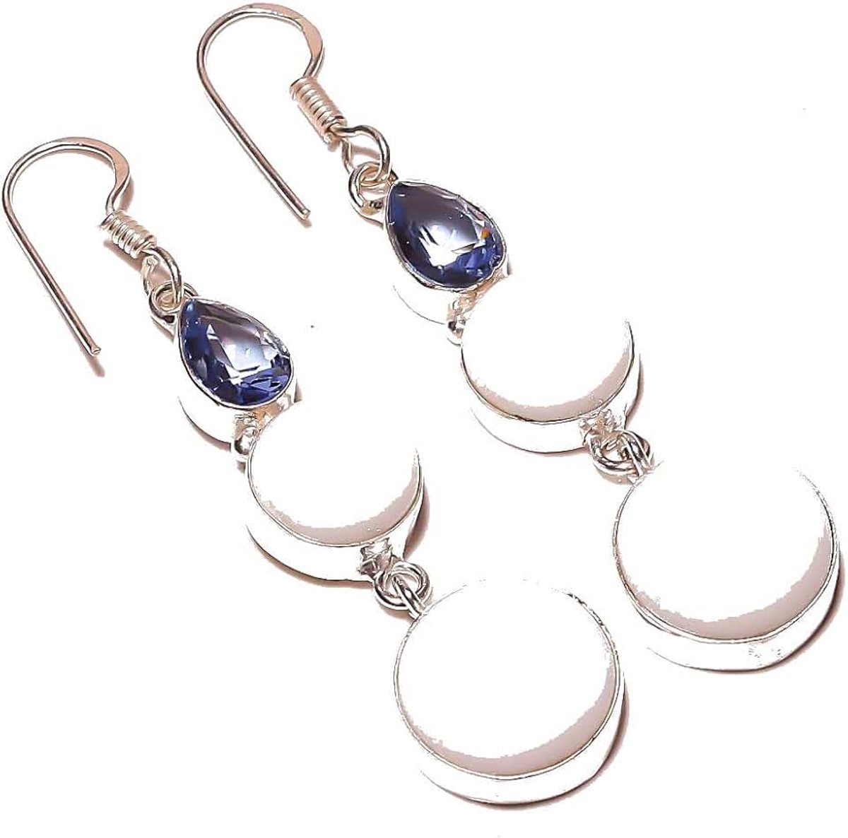 Kashish Koraal En Amethist Kwarts Oorbellen 6,5 cm lang, Handgemaakte Zilver Geplateerd Voor Vrouwen Veelkleurig, metaal Steen, Multi-Stone