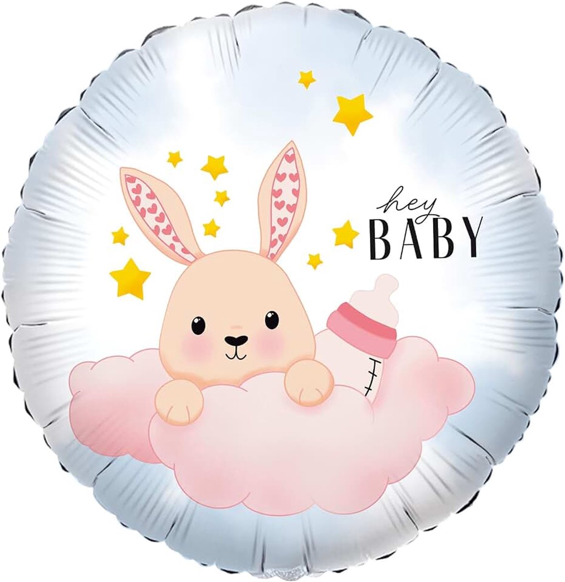 Folieballon, luchtballon, Hey Baby haas, ENG folieballon verpakt 45 cm, geschikt voor helium, Riethmüller party, decoratie, reuzenballon