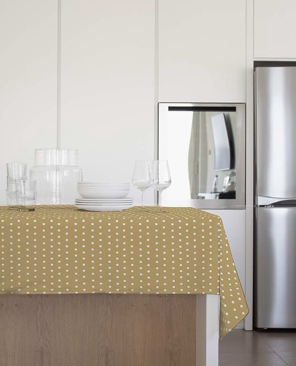 Gemitex tafelkleed van pluche, 140 x 140 cm, van PVC, gestippeld, taupe, gemaakt in Italië