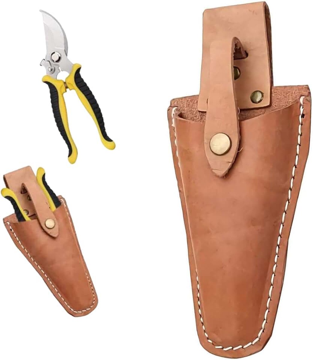 Lederen holster, tuinschaar, schede, lederen schede, riemhouder voor het afscheren van messen, tangen, gereedschap, messen opbergen