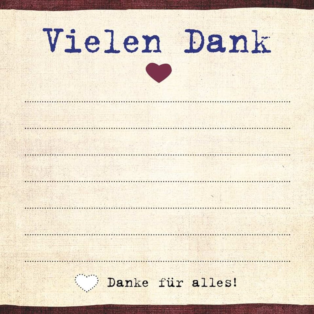Liebe: Vielen Dank – Klebezettel