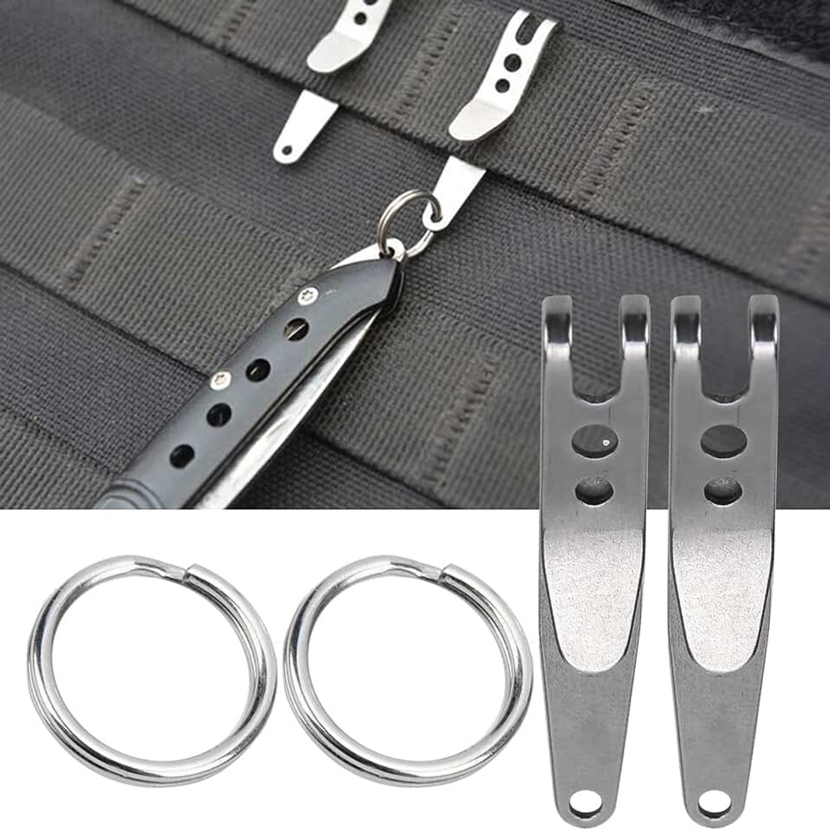 Sleutelhanger Pocketclip Hoogwaardige roestvrijstalen riemclip Roestvrijstalen riemclip Anti-beschadiging voor ophangsleutels voor ophangende zaklampen