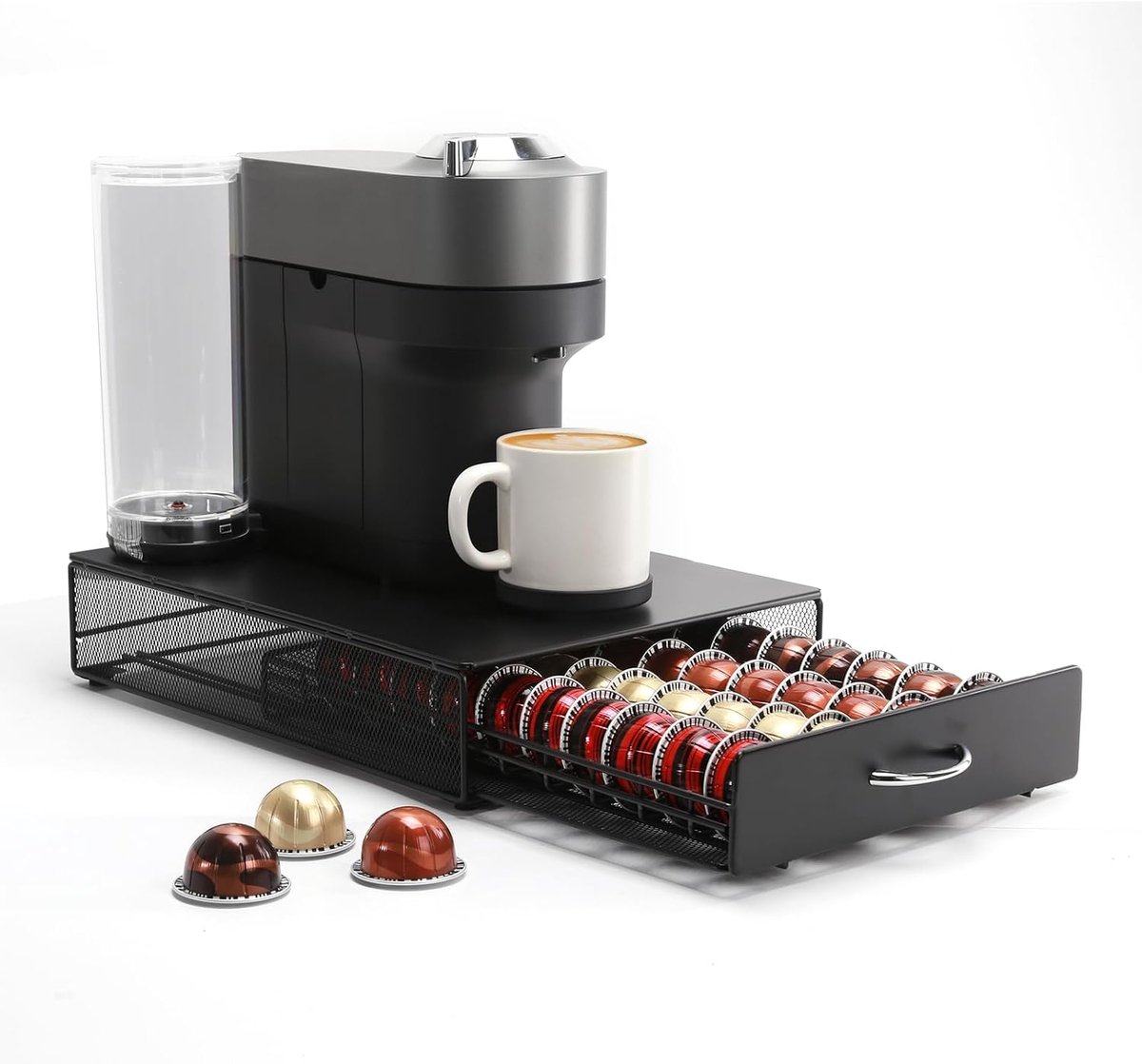 Espresso capsulehouder met lades - Koffiecuphouder - Opbergbox geschikt voor Nespresso Vertuo cups - 40 koffiecups - Zwart