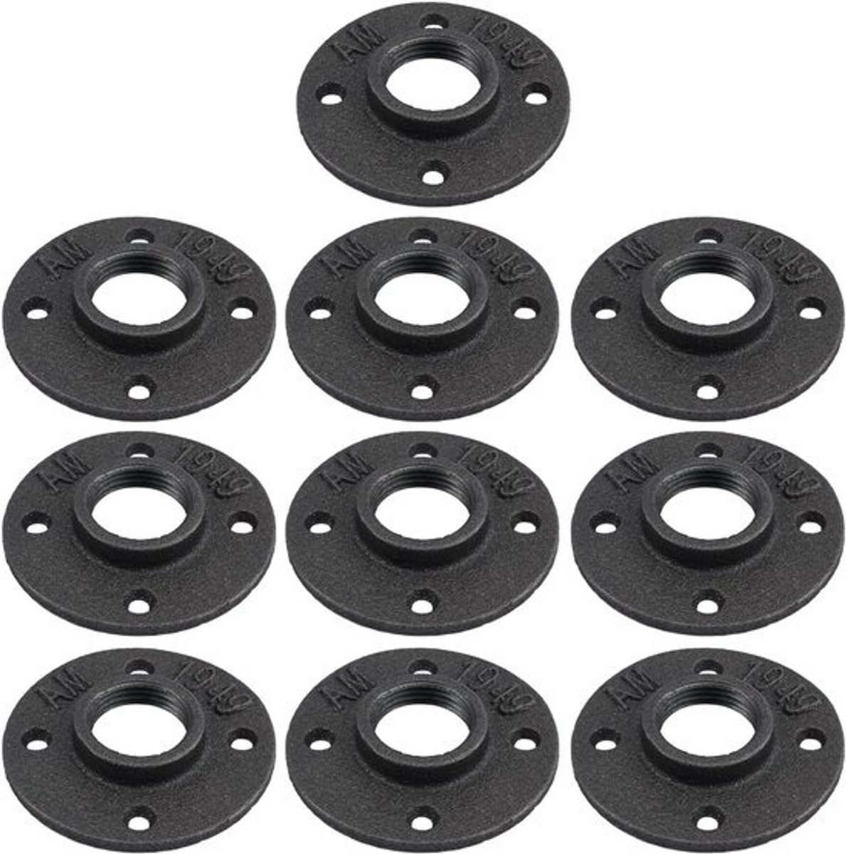 Wandplankhouder 10 stuks - Verbindingsflenzen van gietijzer voor 1 inch, 83 mm diameter, Industrieel en Vintage
