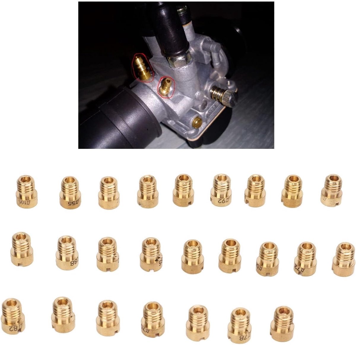 Jet Kit, 25 Stuks Motorfiets Carburateur Jet Kit 55 Tot 115 M5 Accessoires Metalen voor Dellorto PHBG 21 PHBG 19.5 PHBG 19