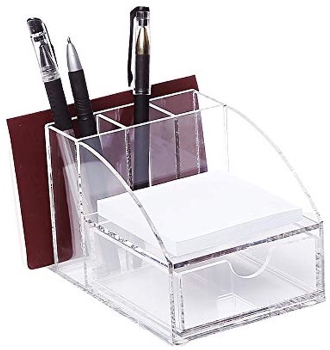 Acryl Desktop Organisator voor Kantoorbenodigdheden met Post-it Notitieblaadjes, Postvak en Pennenhouders