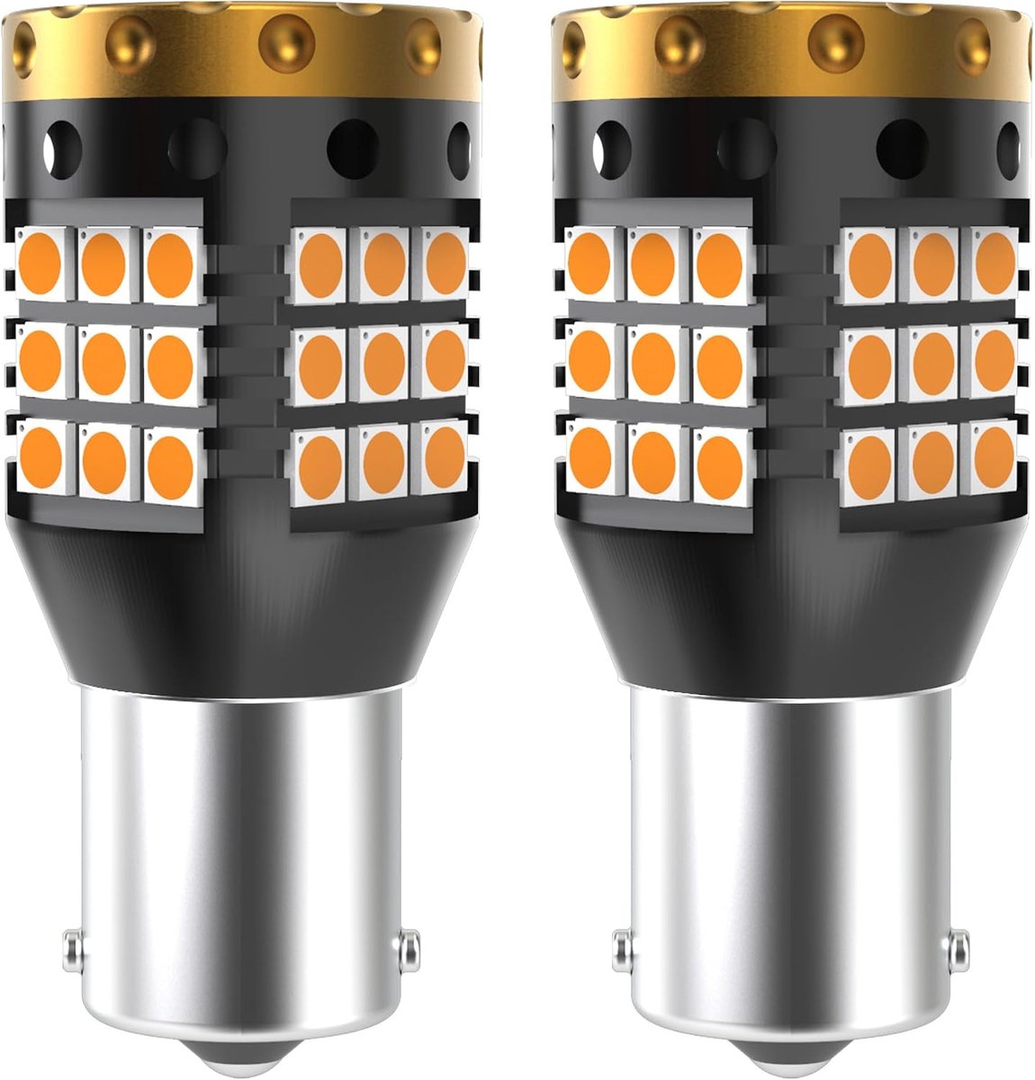 1156 BA15S P21W LED Richtingaanwijzer Gloeilampen Amber Geel Oranje 3700LM 3030 45 SMD Canbus Foutloos Anti - Hyper Flash voor Auto Front of Achter LED Richtingaanwijzer Licht (2-Pack)