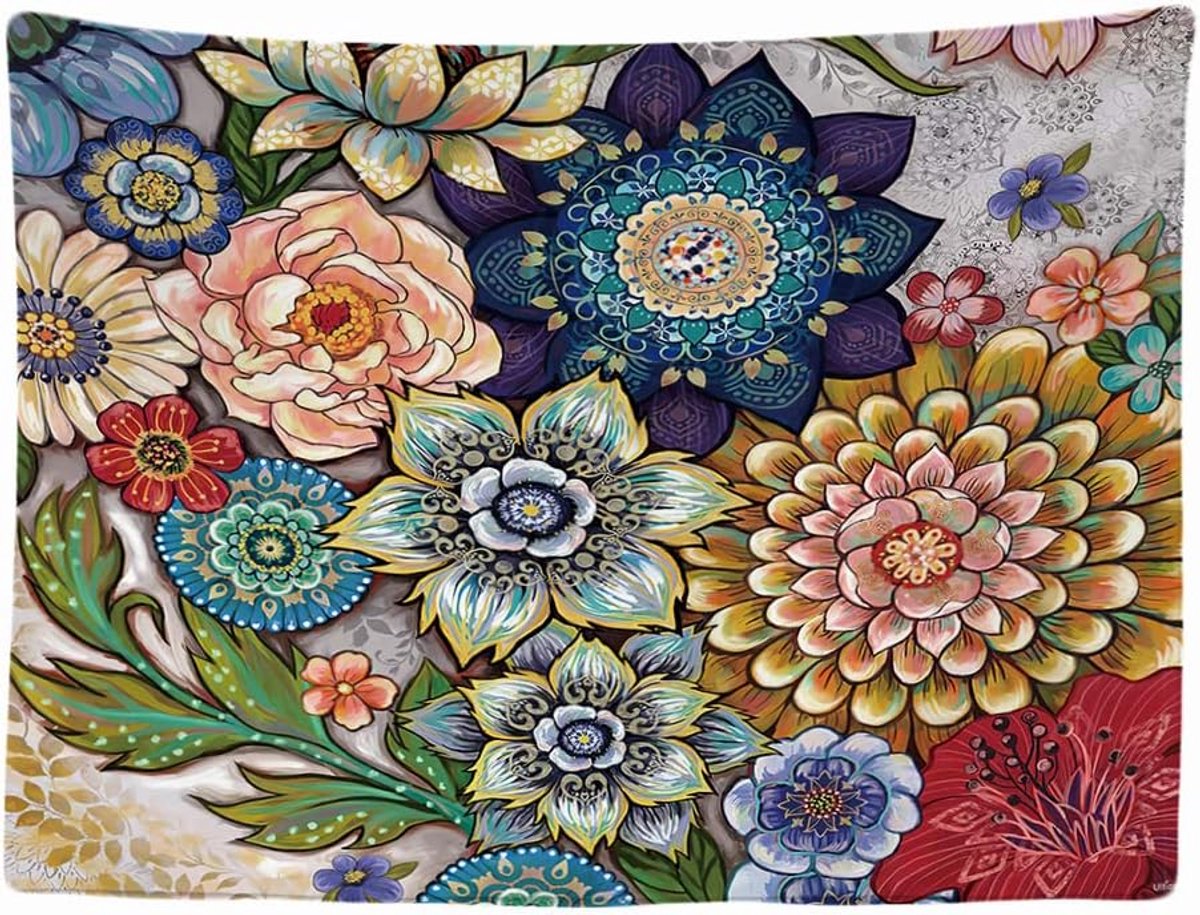- Bloemen Natuur Kunst - Wandtapijt - 200 x 150 cm - Groot Wandtapijt - Poster Decoratie - Behang - Canvas - Schilderij - Accessoires Ruimteverdeler