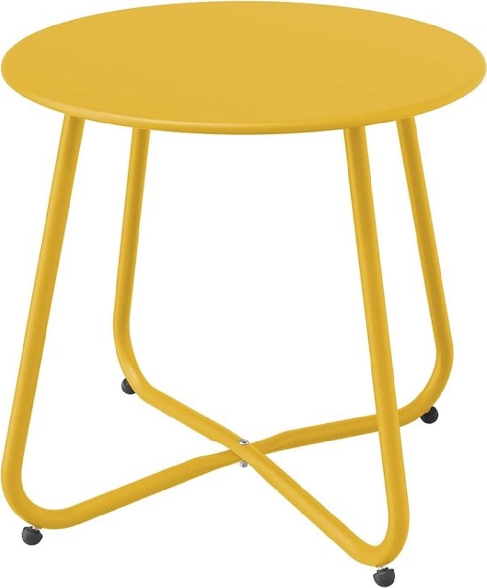 Buitentafel Rond - Tuin tafeltje - Buiten genieten - Roestbestendig staal - 45 x 45 x 45 cm - Geel