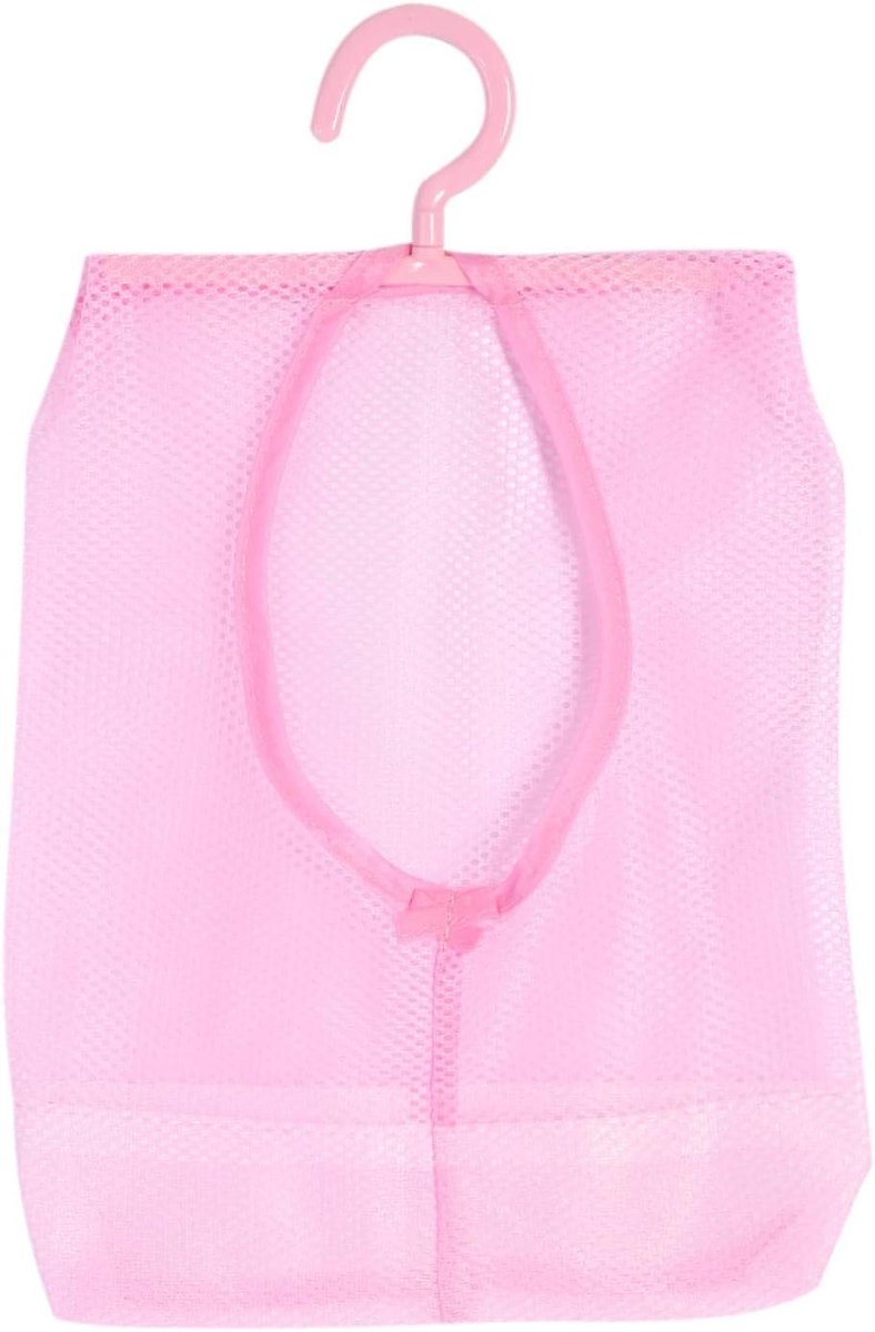 Wasknijperzak met Hanger, Multifunctionele Hangende Netzakhanger Sokken Ondergoedopslag voor Badkamer Kledingkast Wasserij Waslijn Buiten, 11,8 x 10,2in(Roze)