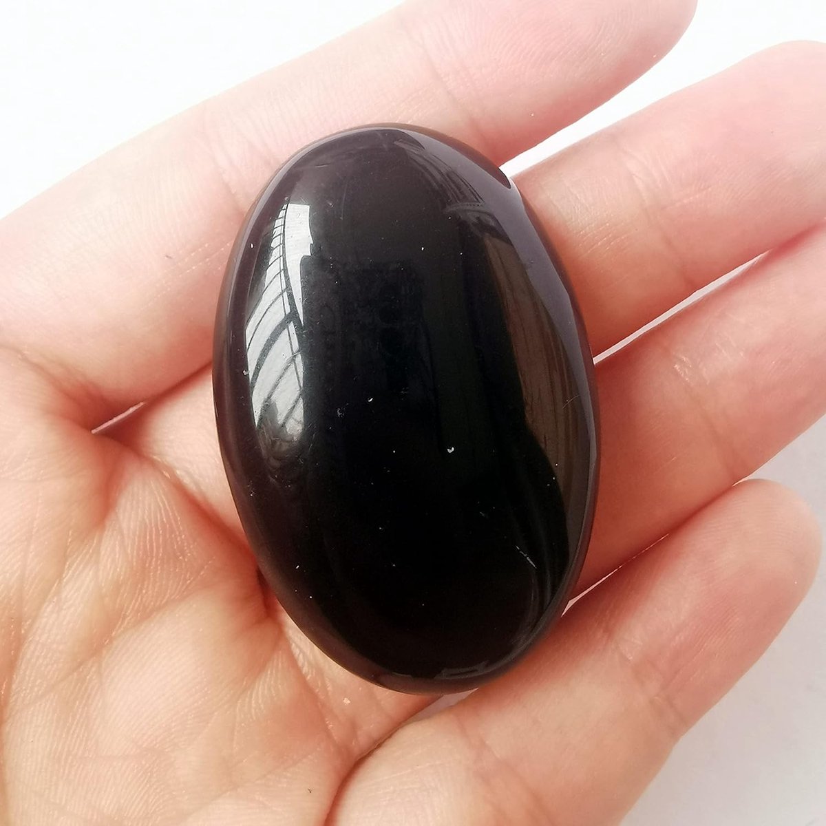 Zwarte obsidiaan mini ovale palmtas genezing kristal massage spa energie steen, kristallen en helende stenen