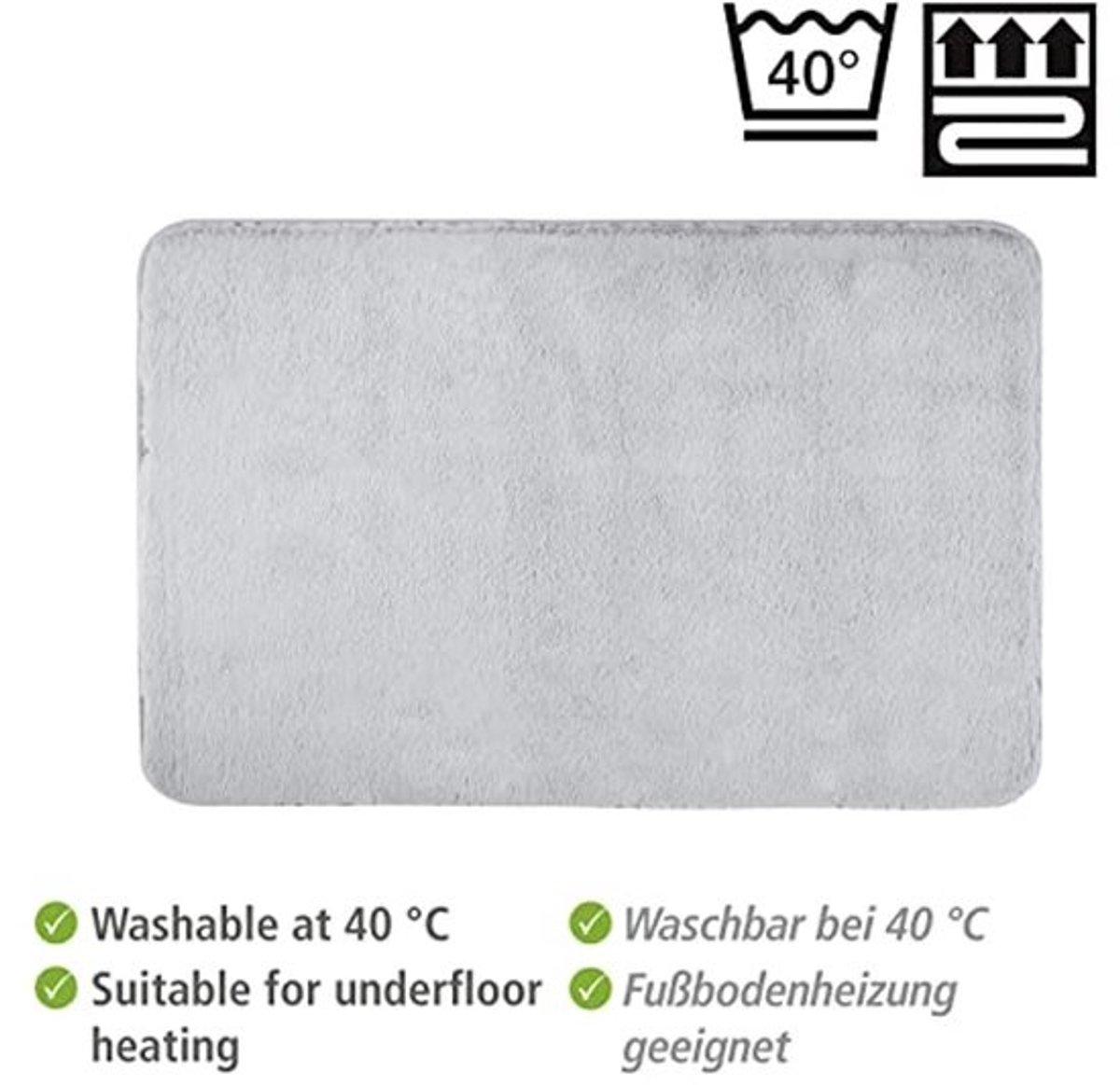 Zachte grijze badmat, douchemat van microvezel met antisliponderzijde - 50 x 80 cm