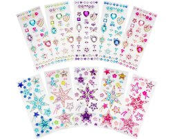 Yumcute 10 vellen glitterstenen, zelfklevend, strassteentjes, zelfklevende sierstenen, glitterstenen om te knutselen, voor kinderhandwerk, fotolijsten, wenskaarten, waterglas, sieradenkistjesdecoratie