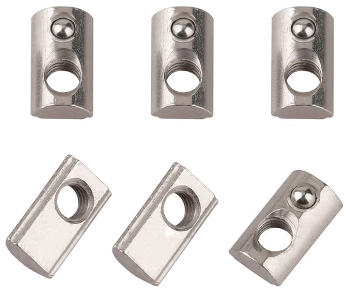 T-sleufmoeren met Kogels M4/M5/M6/M8 Europese Standaard Koolstofstaal T-moer Schuifmoer voor Aluminium Profiel 20/30/40/45 Serie